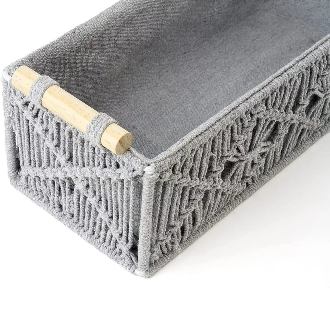 Set of 2 Macrame Storage Baskets