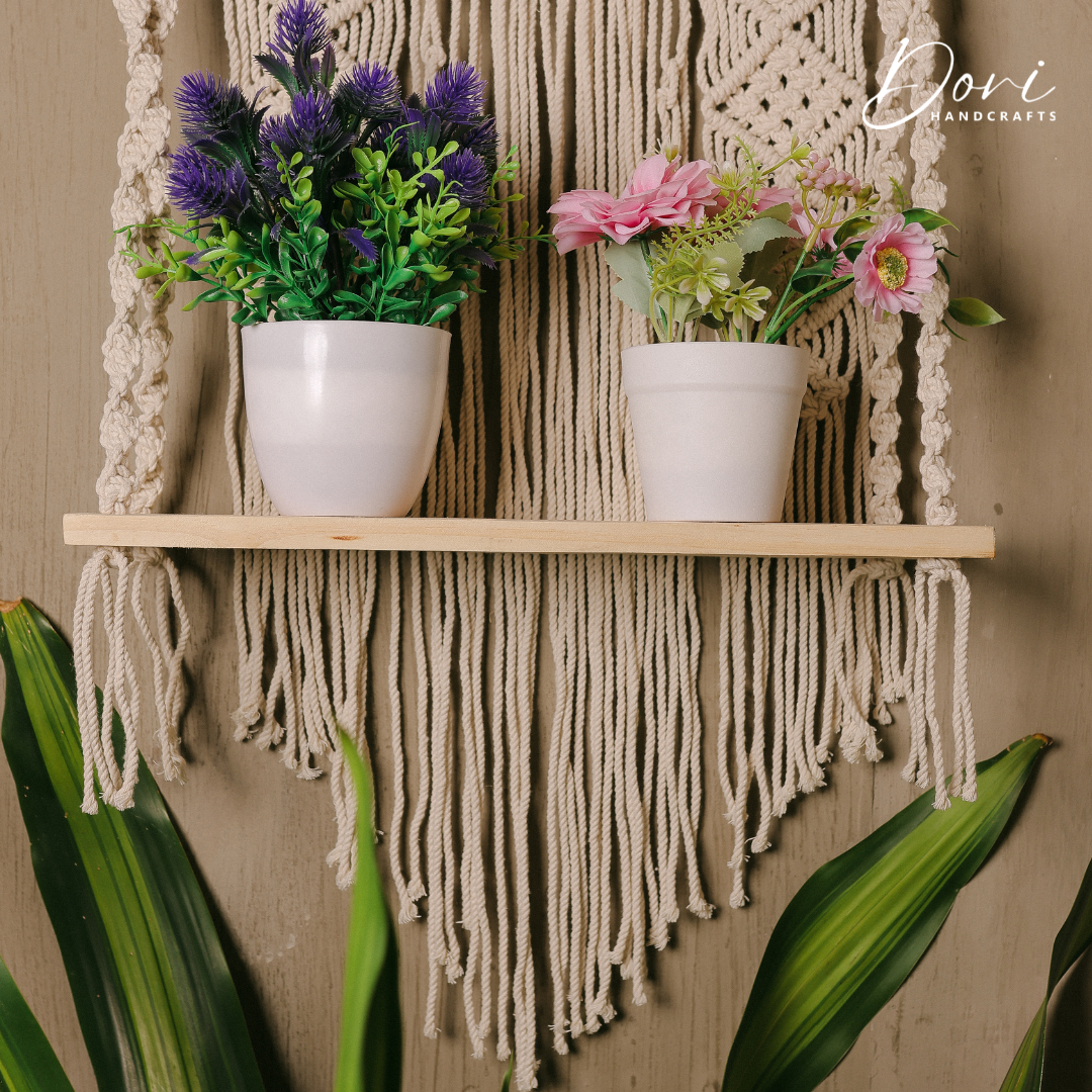 The Nordic Diamond Macrame Floating Shelf