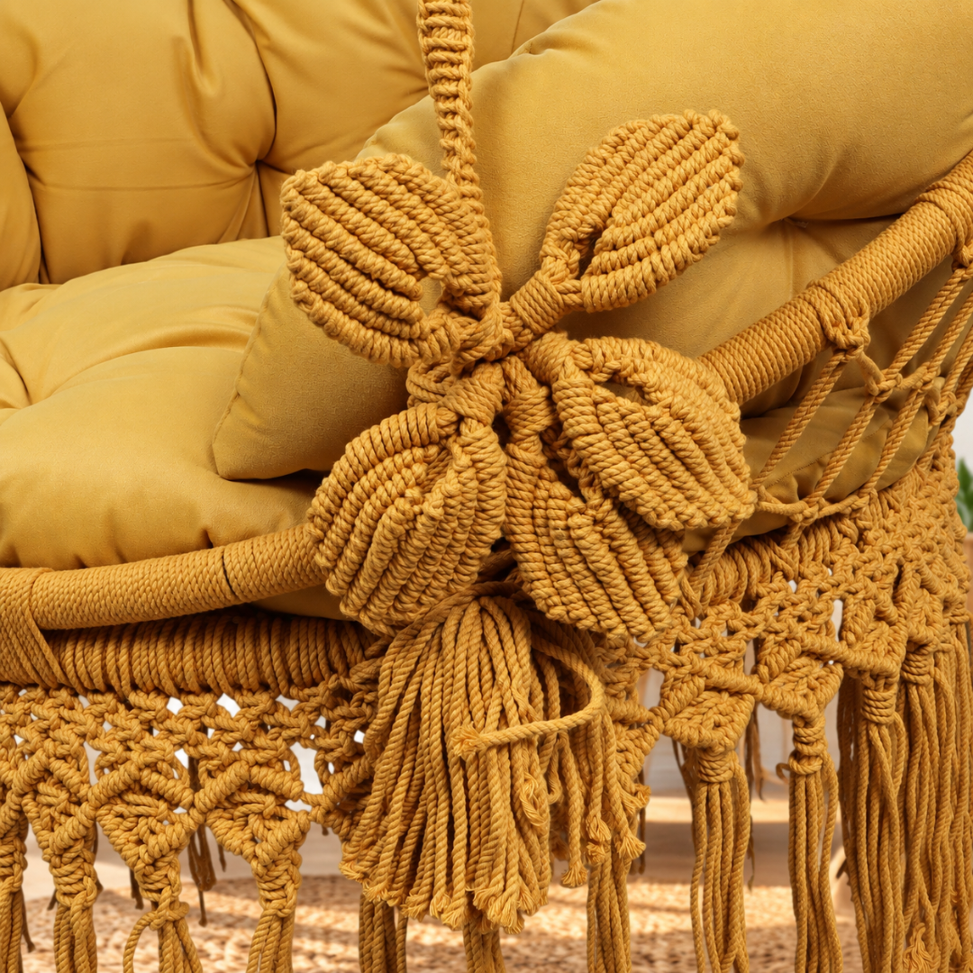Yellow Macrame Hanging Swing Chair