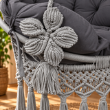 Metal Grey Macrame Hanging Swing Chair