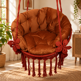 Red Macrame Hanging Swing Chair