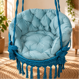 Sky Blue Macrame Hanging Swing Chair