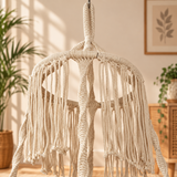 Off-White Macrame Hanging Swing Chair
