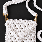 White Bead Macrame Mobile Bag