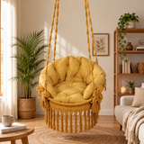 Yellow Macrame Hanging Swing Chair