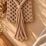Beige Tassel Macramé Mobile Bag
