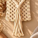 Off-White Tassel Macrame Mobile Bag