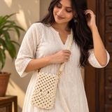 Ivory Knot Macrame Mobile Sling Bag