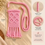 Pink Diamond Knot Tassel Macrame Mobile Sling Bag