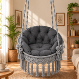 Metal Grey Macrame Hanging Swing Chair