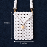 White Bead Macrame Mobile Bag