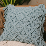 Dusty Sage Macrame Cushion Cover